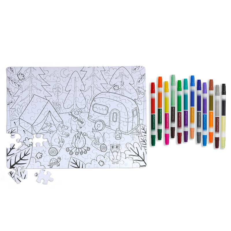 Faber Castell 14358 Rompecabezas Acampar Para Colorear