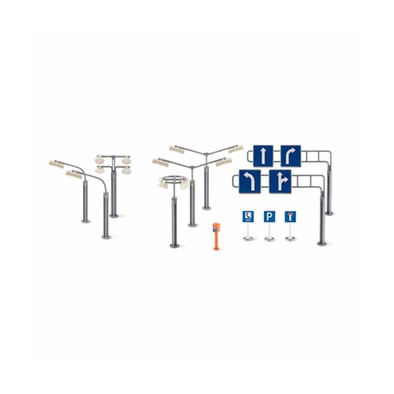 SIKU World 5594 Señales de tráfico y farolas