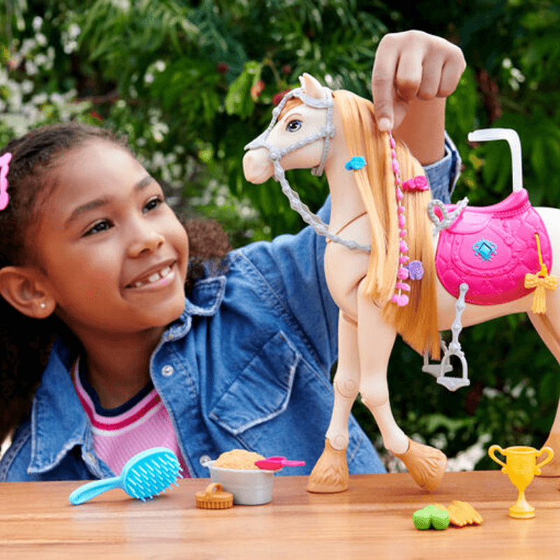 Mattel Barbie Hxj42 Caballo De Juguete Interactivo Con Sonidos, Musica Y Accesorios