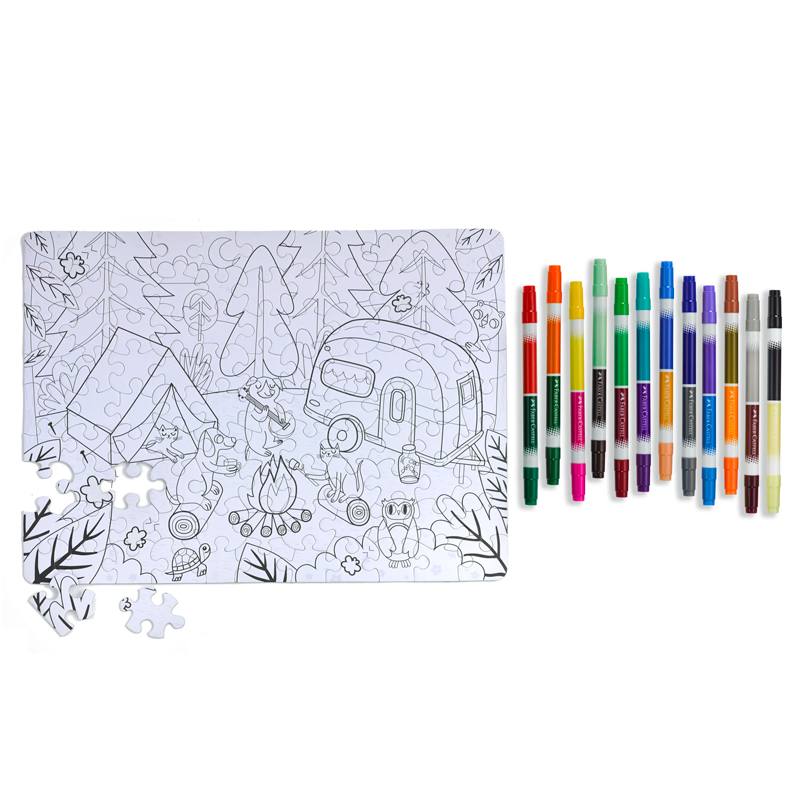 Faber Castell 14358 Rompecabezas Acampar Para Colorear