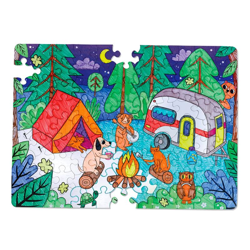 Faber Castell 14358 Rompecabezas Acampar Para Colorear