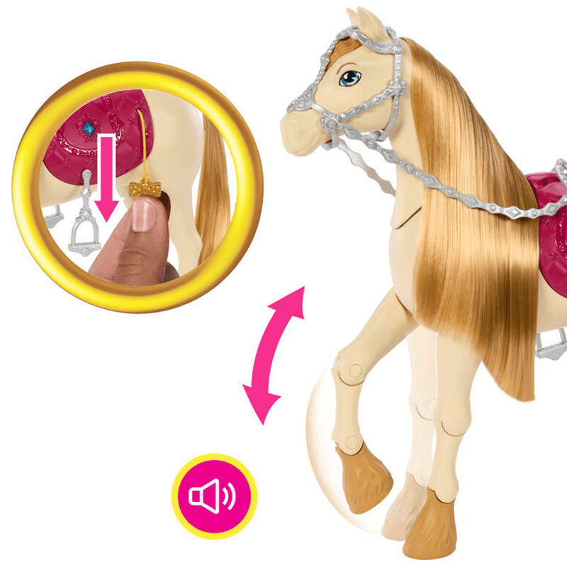 Mattel Barbie Hxj42 Caballo De Juguete Interactivo Con Sonidos, Musica Y Accesorios