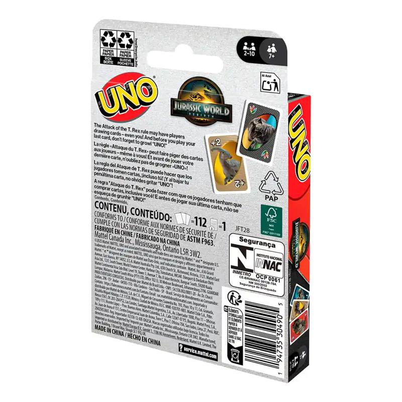 Mattel Uno Jft28 Uno Jurassic World Rebirth