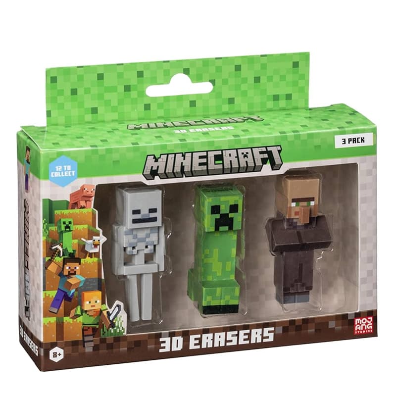 Pmi Kind Word Minecraft Mc4021 Set Minecraft 3D Erasers 3 Piezas